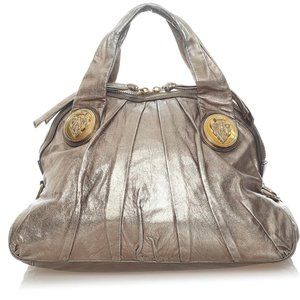 GUCCI $1595 Hysteria Metallic Bronze Leather Gold Hardware Tote Bag